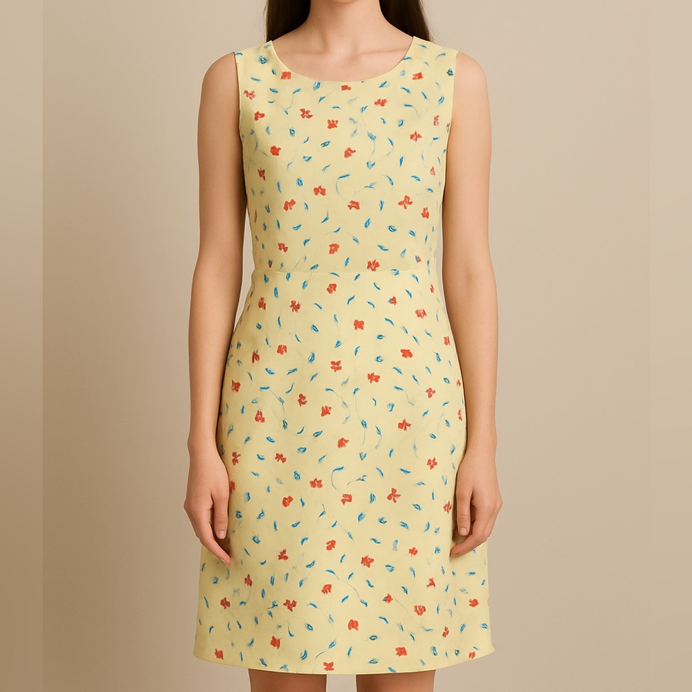 VTG 90’s Sun dress Small Wildflower floral pale yellow dainty feminine classic